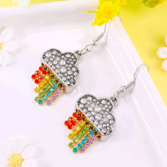 Rainbow cloud burst earrings - Picture 2 of 4